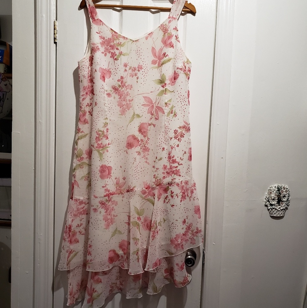 Floral Ruffle Midi Dress Size 14